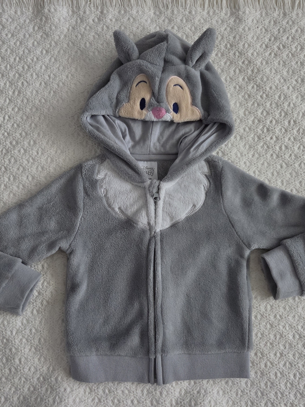 Disney Gray Thumper Bunny Hooded Zip-Up Costume Sweatshirt 18-24M